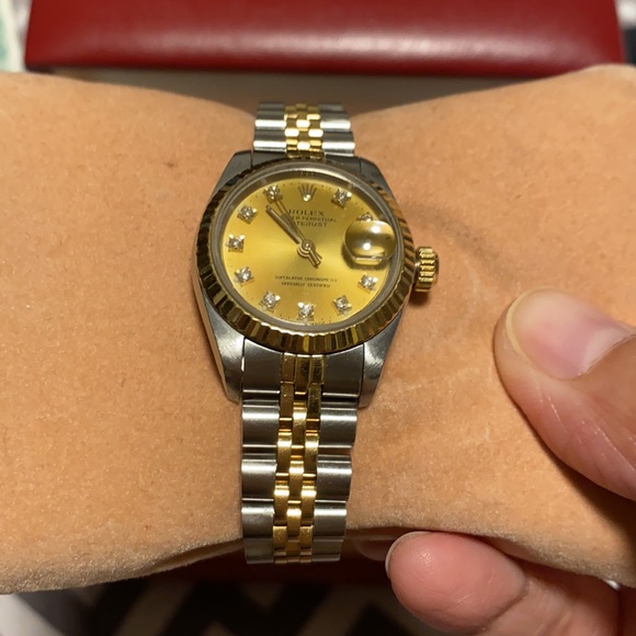 ROLEX Ladies 18kt Gold & SS 26mm DateJust Diamond - Picture 8 of 9